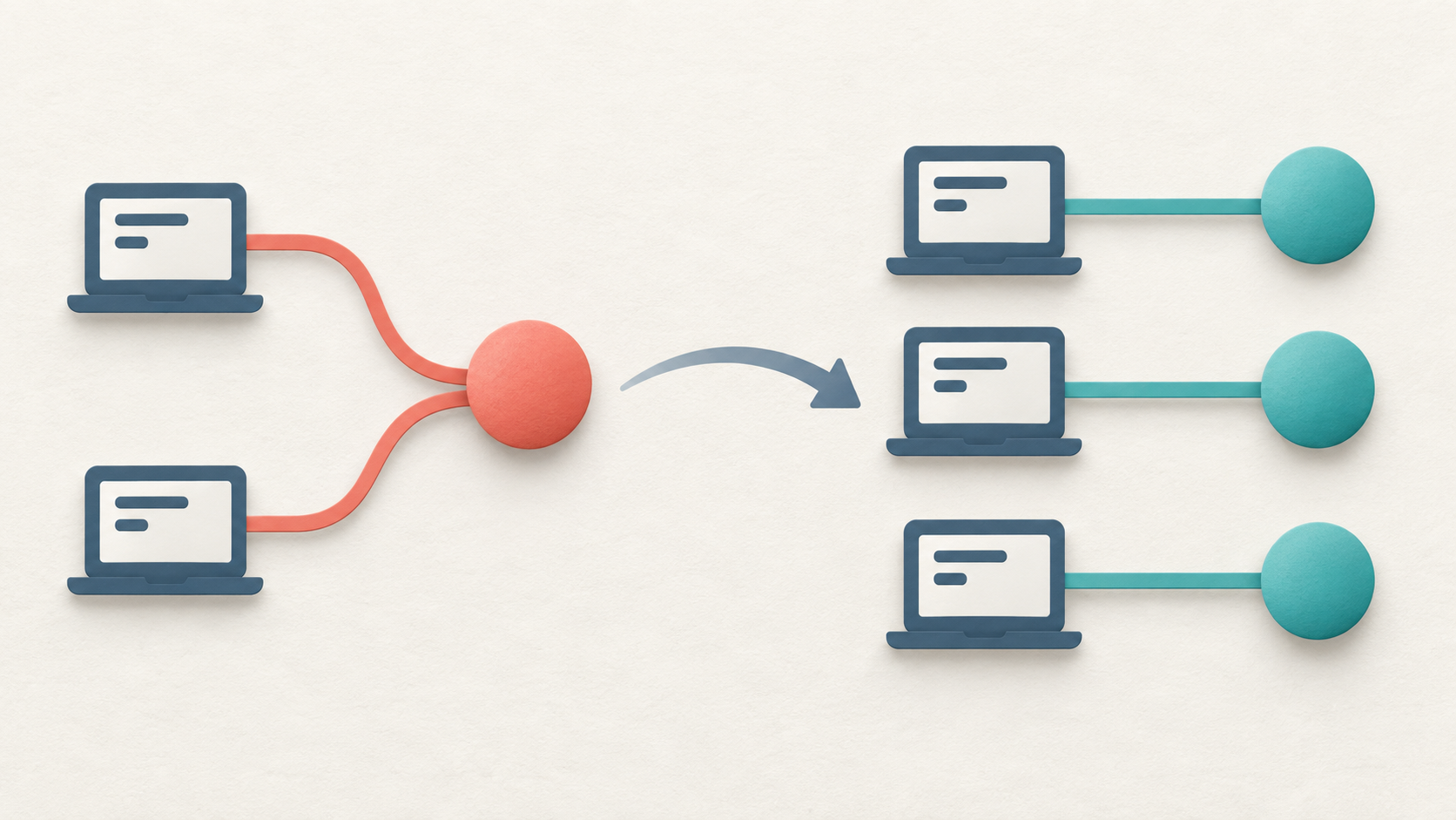 Two client symbols share one address token, followed by clients with separate address tokens.